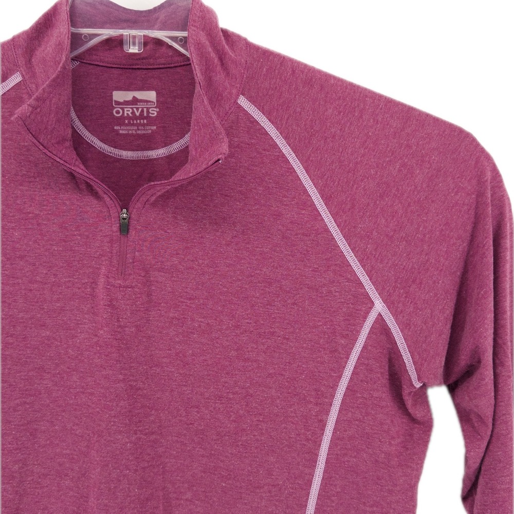 Orvis Womens XL Drirelease Long Sleeve Quarter Zip Tee Magenta Trout Bum Fishing